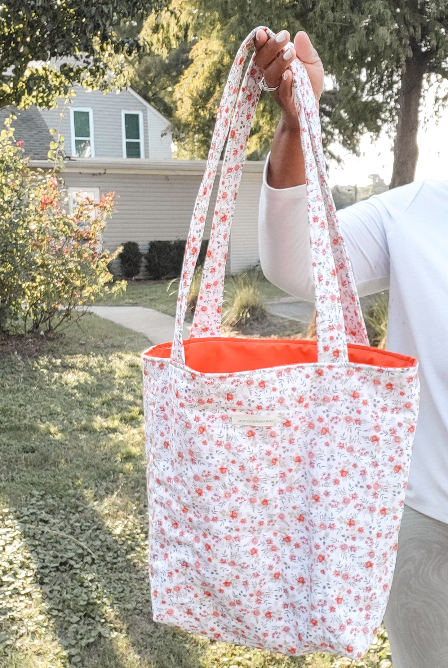 Orange Floral Tote