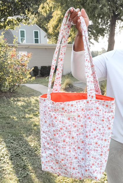 Orange Floral Tote
