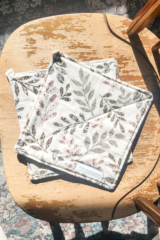 Red and Green Leaves Potholders *limited edition*