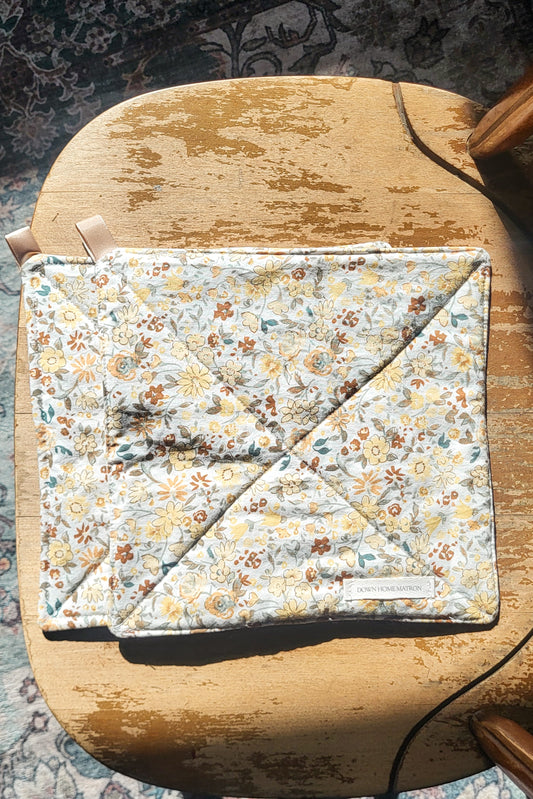 Yellow & Brown Floral Potholders *limited edition*