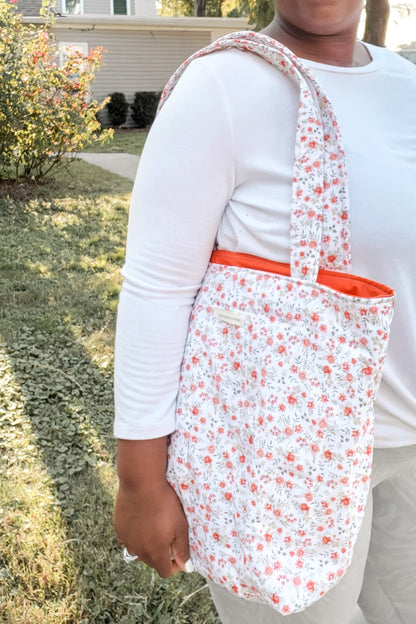 Orange Floral Tote