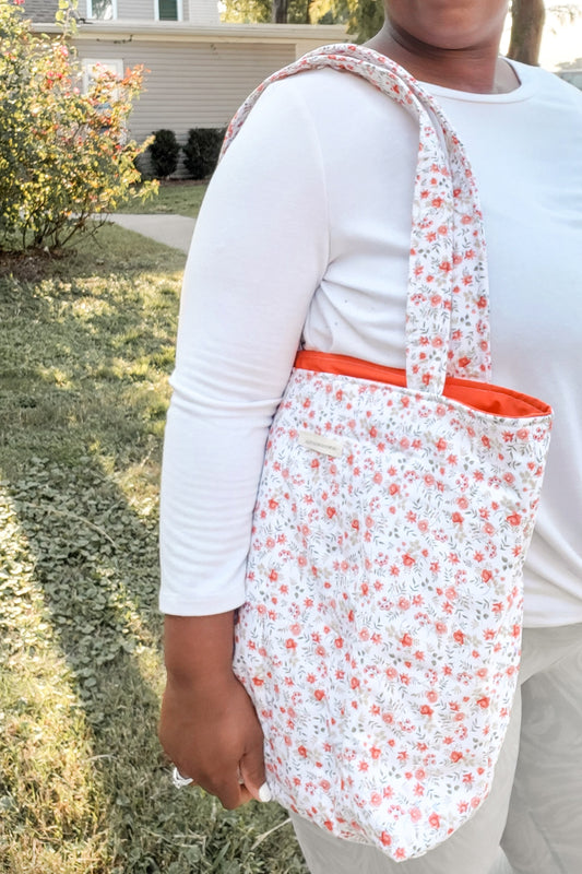 Orange Floral Tote